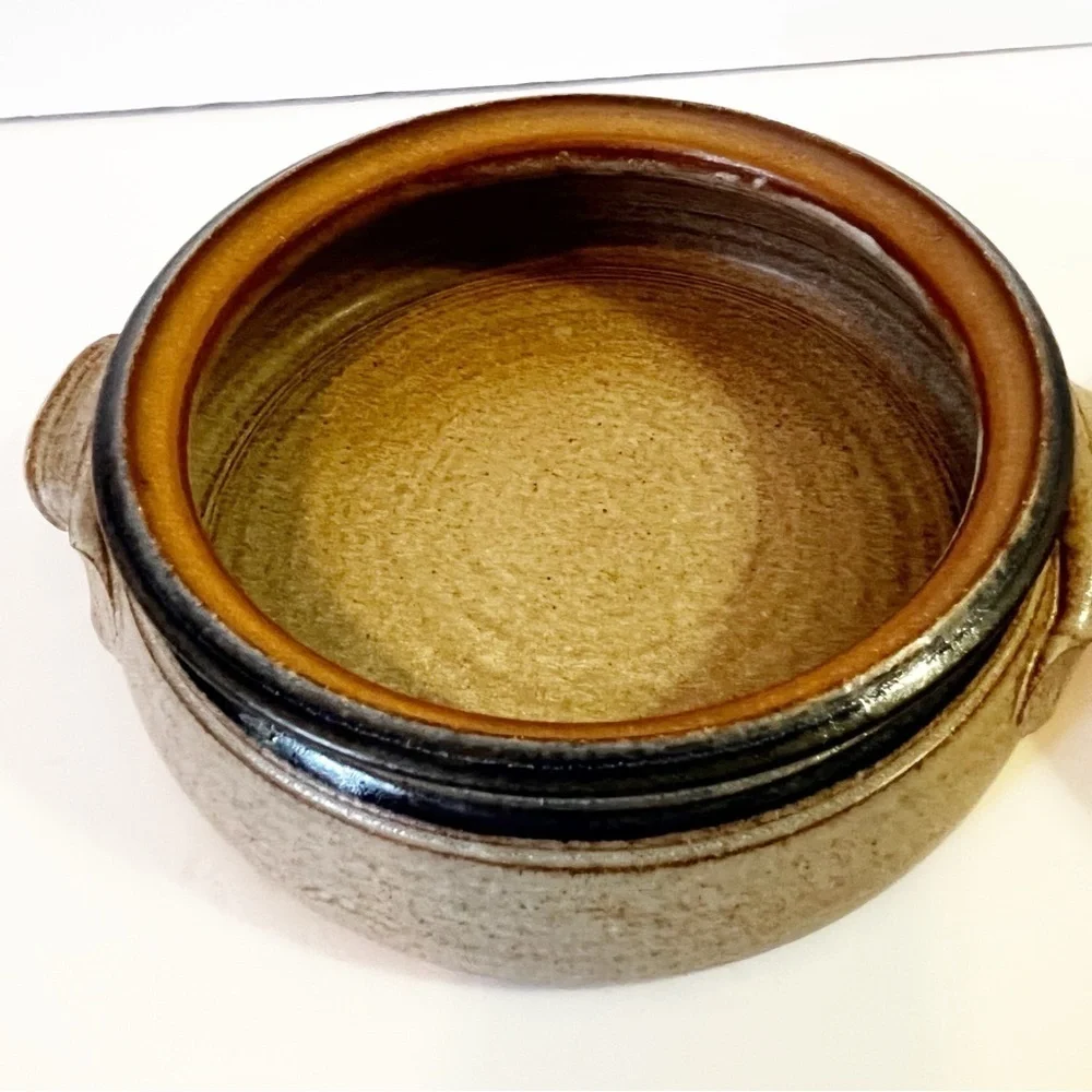 Studio Art Pottery Casserole Dish Lidded Stoneware Handles Handcrafted Signed